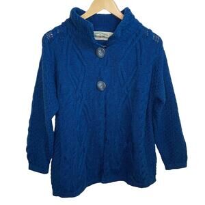 Aran Crafts Royal Blue 2 Button Swing Cardigan